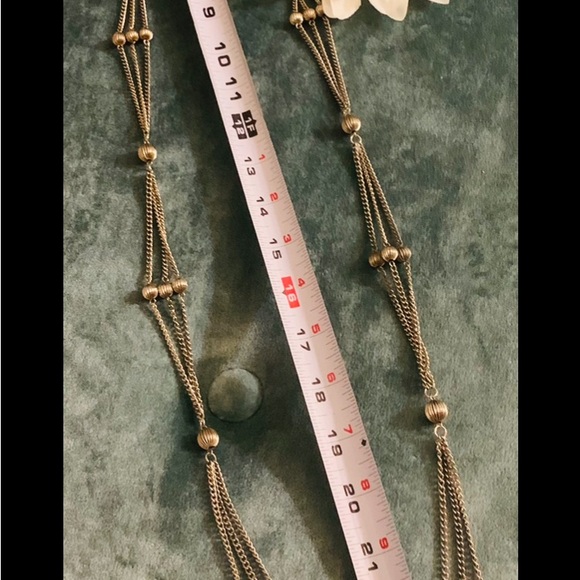 25” Long 3 Strand Vintage Station Necklace with Ribbed Round Beads - Picture 11 of 11